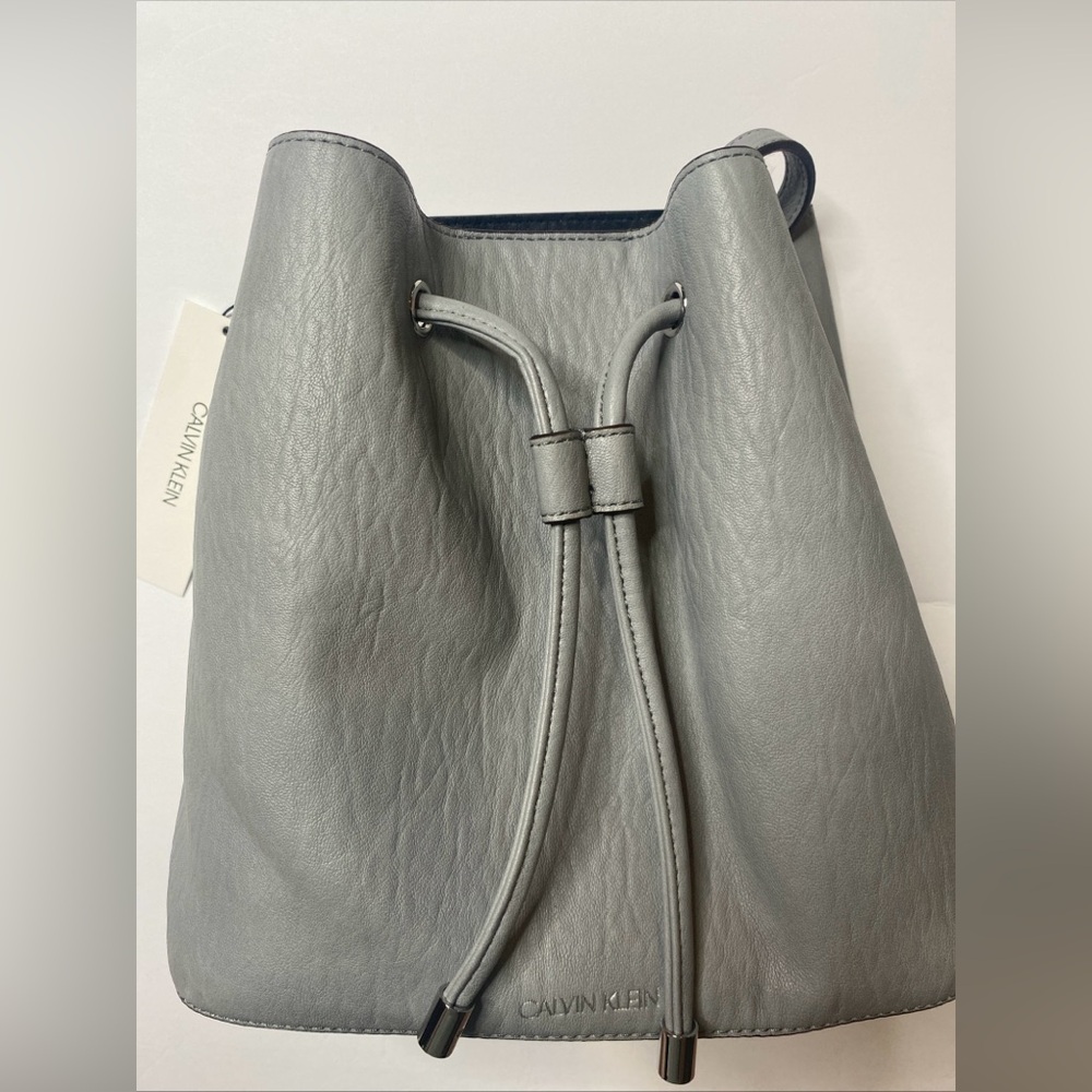 Calvin Klein Gabrianna Novelty Bucket Shoulder Bag, Grey Gray NWT